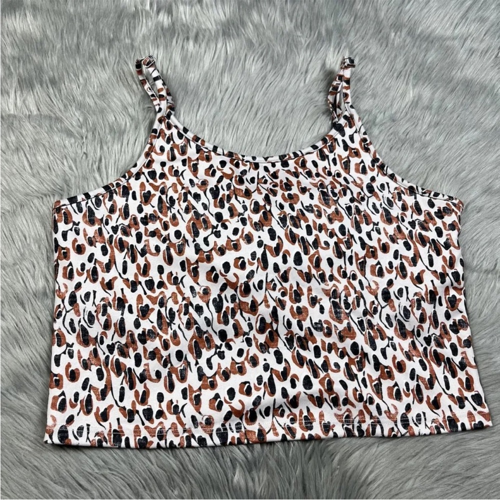Daily Practice Anthropologie Neutral Leopard Shelf Tank Crop Top XL